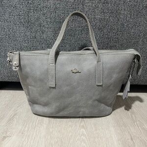 Roots Grey Leather Mini Tote NWOT